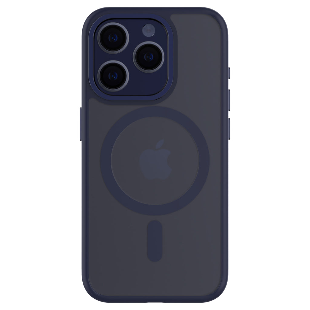 Hybrid Soft + Snap - Apple iPhone 15 Pro Case MagSafe Compatible - Clear Blue Titanium, Rear View Frosted  Back with Phone