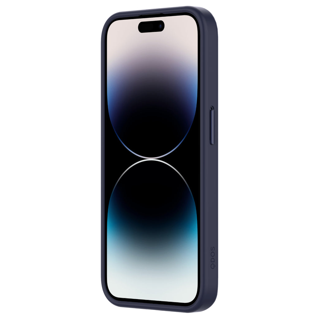 Hybrid Soft + Snap - Apple iPhone 15 Pro Case MagSafe Compatible - Clear Blue Titanium, Angled Front View with Phone and Screen Display On