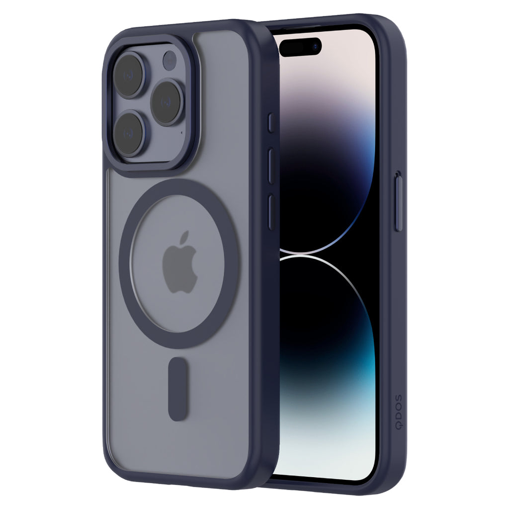 Hybrid Soft + Snap - Apple iPhone 15 Pro Case MagSafe Compatible - Clear Blue Titanium, Side and Back View with Screen Display