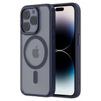 Hybrid Soft + Snap - Apple iPhone 15 Pro Case MagSafe Compatible - Clear Blue Titanium, Side and Back View with Screen Display