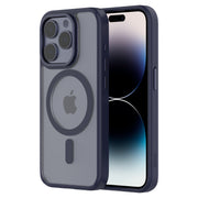 Hybrid Soft + Snap - Apple iPhone 15 Pro Case MagSafe Compatible - Clear Blue Titanium, Side and Back View with Screen Display