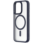 Hybrid Soft + Snap - Apple iPhone 15 Pro Case MagSafe Compatible - Clear Blue Titanium, Angled Rear View Frosted  Back Without Phone