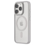 Hybrid Soft + Snap - Apple iPhone 15 Pro Case MagSafe Compatible - Clear Natural Titanium, Angled Rear View Frosted  Back with Phone