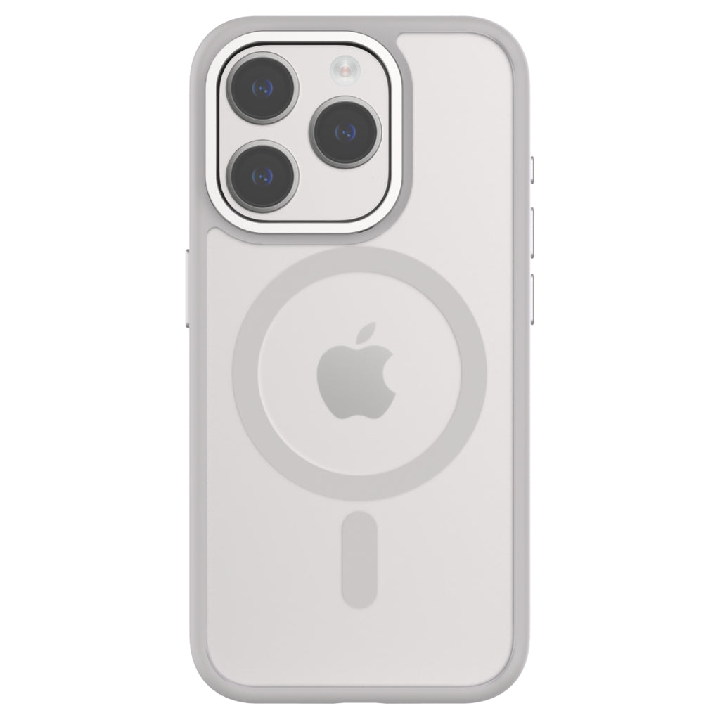 Hybrid Soft + Snap - Apple iPhone 15 Pro Case MagSafe Compatible - Clear Natural Titanium, Rear View Frosted  Back with Phone