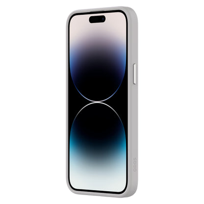 Hybrid Soft + Snap - Apple iPhone 15 Pro Case MagSafe Compatible - Clear Natural Titanium, Angled Front View with Phone and Screen Display On