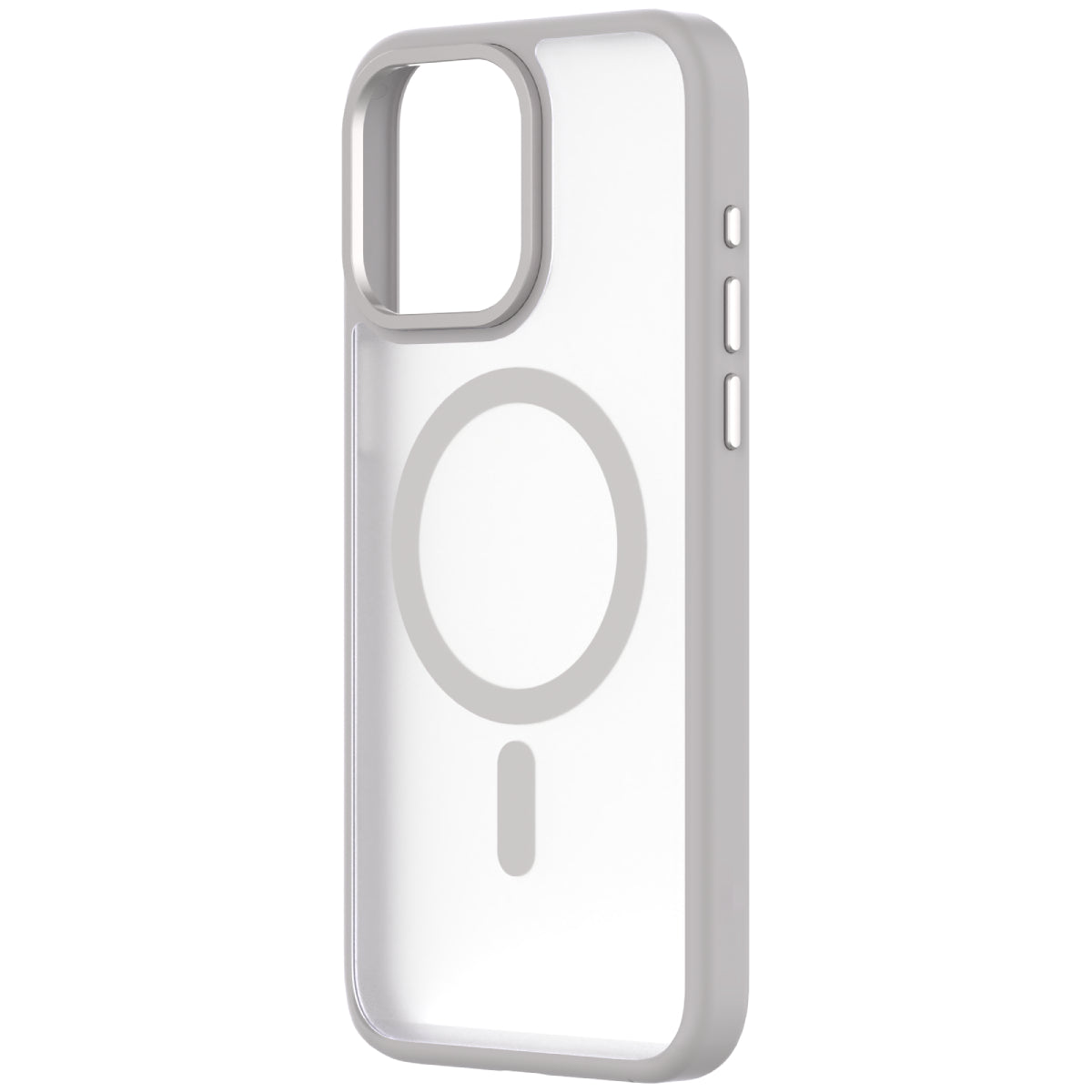 Hybrid Soft + Snap - Apple iPhone 15 Pro Case MagSafe Compatible - Clear Natural Titanium, Angled Rear View Frosted  Back Without Phone