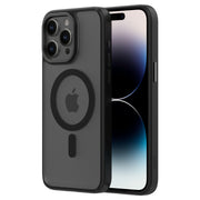 Hybrid Soft + Snap - Apple iPhone 15 Pro Max Case MagSafe Compatible - ClearBlack Titanium, Side and Back View with Screen Display