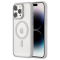 Hybrid Soft + Snap - Apple iPhone 15 Pro Max Case MagSafe Compatible - Clear Natural Titanium, Side and Back View with Screen Display