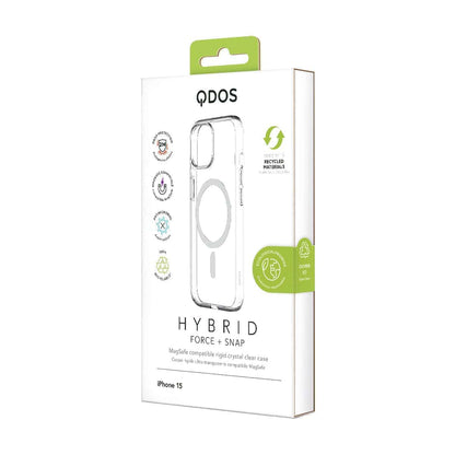 Hybrid Force + Snap - Apple iPhone 15 Case MagSafe Compatible - Clear, showcasing product packaging in white