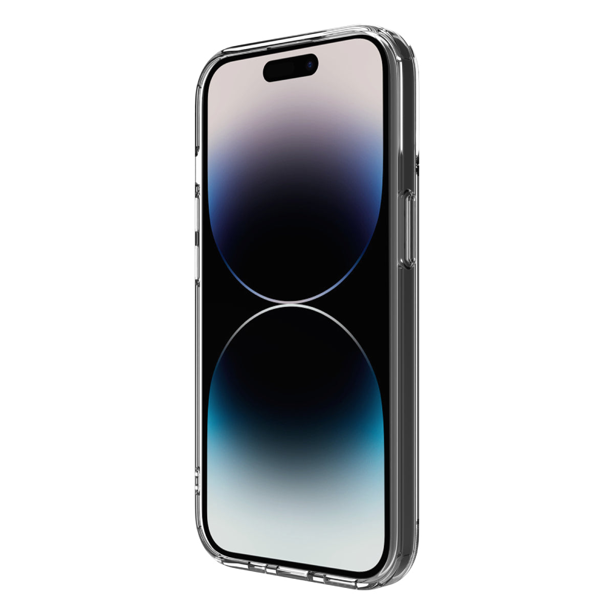 Hybrid Force + Snap - Apple iPhone 15 Case MagSafe Compatible - Clear, Angled Front View with Phone and Screen Display On