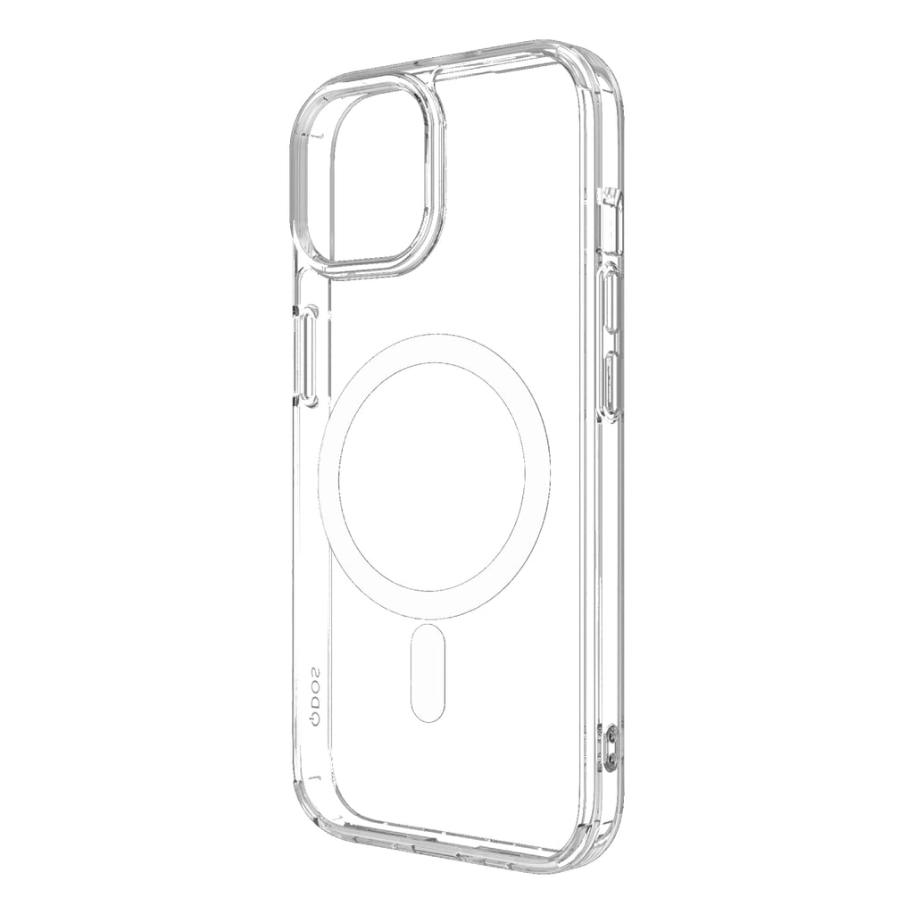 Hybrid Force + Snap - Apple iPhone 15 Case MagSafe Compatible - Clear, Angled Rear View Transparent Back Without Phone