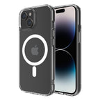 Hybrid Force + Snap - Apple iPhone 15 Case MagSafe Compatible - Clear, Side and Back View with Screen Display