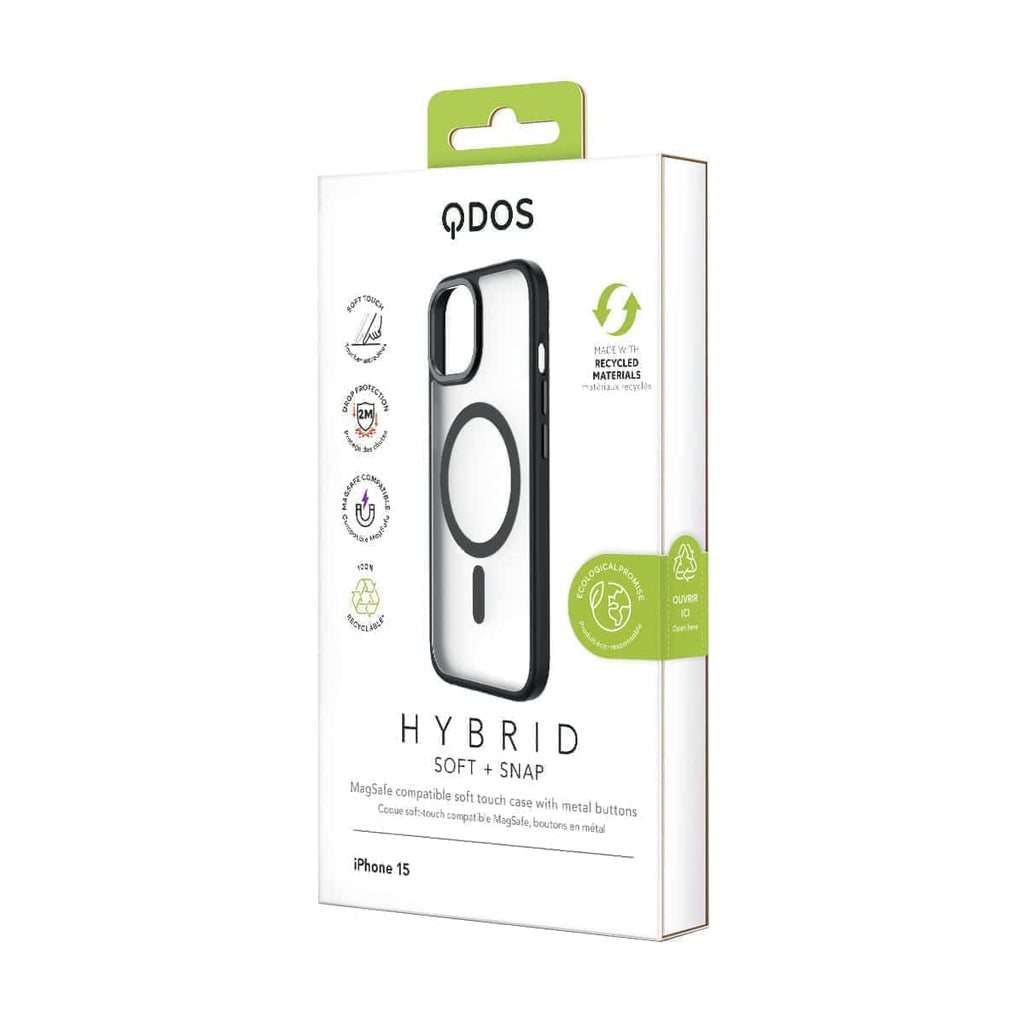 Hybrid Soft + Snap - Apple iPhone 15 Case MagSafe Compatible - Clear Black, showcasing product packaging in white