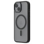 Hybrid Soft + Snap - Apple iPhone 15 Case MagSafe Compatible - Clear Black, Angled Rear View Frosted  Back with Phone