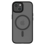Hybrid Soft + Snap - Apple iPhone 15 Case MagSafe Compatible - Clear Black, Rear View Frosted  Back with Phone