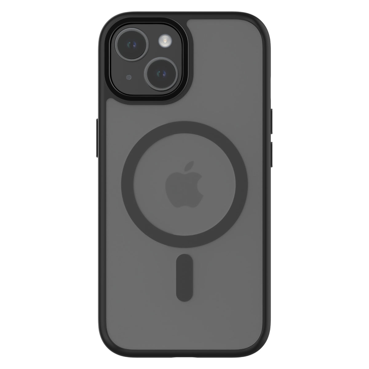 Hybrid Soft + Snap - Apple iPhone 15 Case MagSafe Compatible - Clear Black, Rear View Frosted  Back with Phone