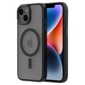 Hybrid Soft + Snap - Apple iPhone 15 Case MagSafe Compatible - Clear Black, Side and Back View with Screen Display