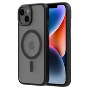 Hybrid Soft + Snap - Apple iPhone 15 Case MagSafe Compatible - Clear Black, Side and Back View with Screen Display
