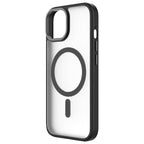 Hybrid Soft + Snap - Apple iPhone 15 Case MagSafe Compatible - Clear Black, Angled Rear View Frosted  Back Without Phone