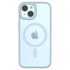 Hybrid Soft + Snap - Apple iPhone 15 Case MagSafe Compatible - Clear Blue, Rear View Frosted  Back with Phone