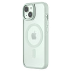 Hybrid Soft + Snap - Apple iPhone 15 Case MagSafe Compatible - Clear Green, Angled Rear View Frosted  Back with Phone