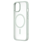 Hybrid Soft + Snap - Apple iPhone 15 Case MagSafe Compatible - Clear Green, Angled Rear View Frosted  Back Without Phone