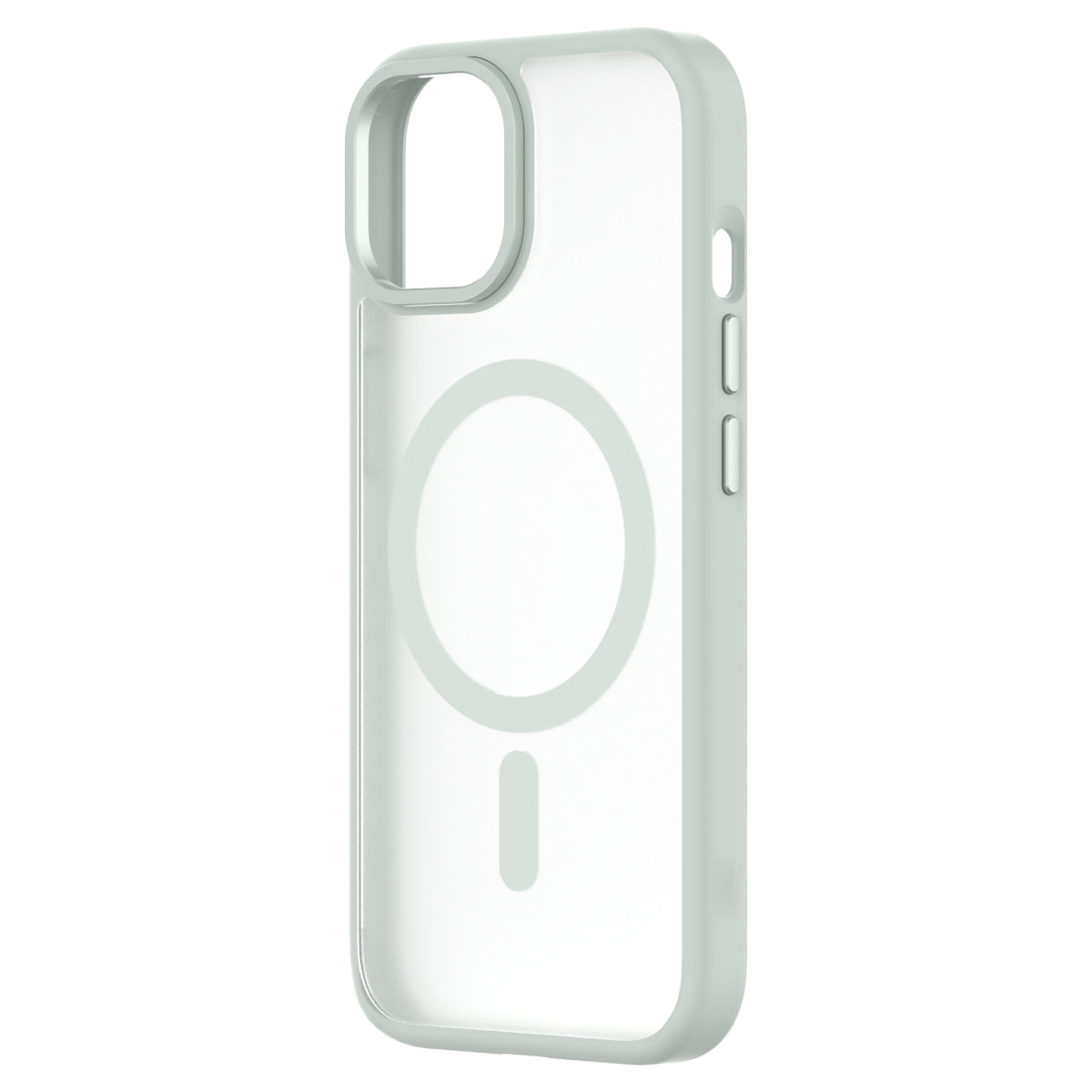 Hybrid Soft + Snap - Apple iPhone 15 Case MagSafe Compatible - Clear Green, Angled Rear View Frosted  Back Without Phone