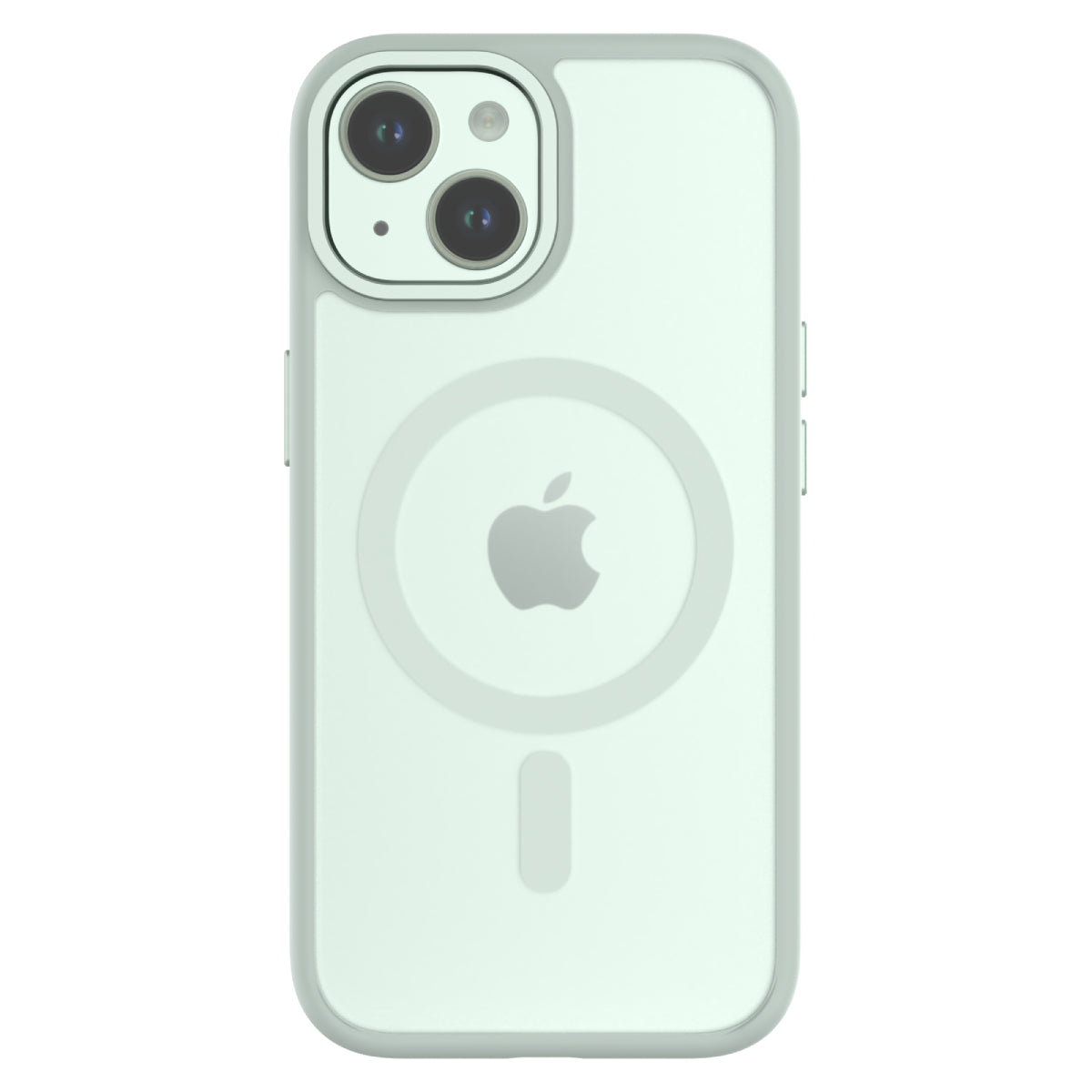 Hybrid Soft + Snap - Apple iPhone 15 Case MagSafe Compatible - Clear Green, Rear View Frosted  Back with Phone