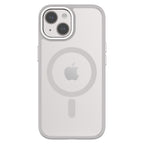 Hybrid Soft + Snap - Apple iPhone 15 Case MagSafe Compatible - Clear Grey, Rear View Frosted  Back with Phone