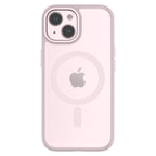 Hybrid Soft + Snap - Apple iPhone 15 Case MagSafe Compatible - Clear Pink, Rear View Frosted  Back with Phone