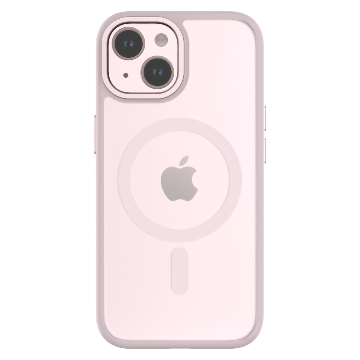 Hybrid Soft + Snap - Apple iPhone 15 Case MagSafe Compatible - Clear Pink, Rear View Frosted  Back with Phone