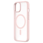 Hybrid Soft + Snap - Apple iPhone 15 Case MagSafe Compatible - Clear Pink, Angled Rear View Frosted  Back Without Phone