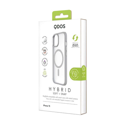 Hybrid Soft + Snap - Apple iPhone 15 Case MagSafe Compatible - Clear Grey, showcasing product packaging in white
