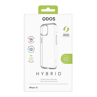 Hybrid - Apple iPhone 15 Case - Clear, showcasing product packaging in white