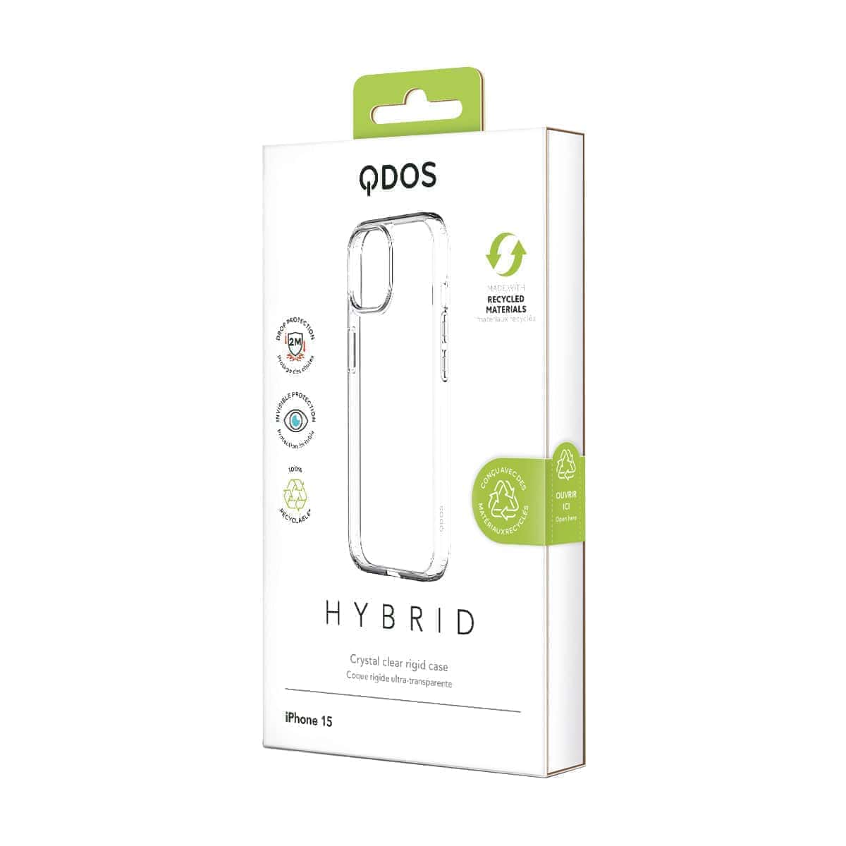 Hybrid - Apple iPhone 15 Case - Clear, showcasing product packaging in white