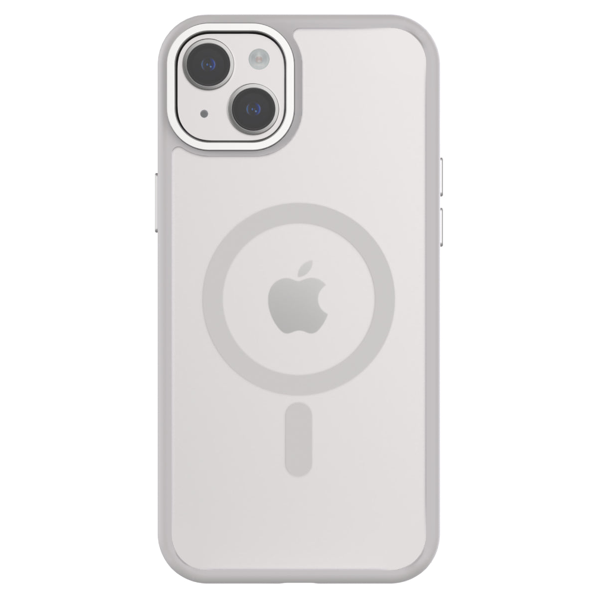 Hybrid Soft + Snap - Apple iPhone 15 Plus Case MagSafe Compatible - Clear Grey, Rear View Frosted  Back with Phone
