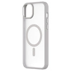 Hybrid Soft + Snap - Apple iPhone 15 Plus Case MagSafe Compatible - Clear Grey, Angled Rear View Frosted  Back Without Phone