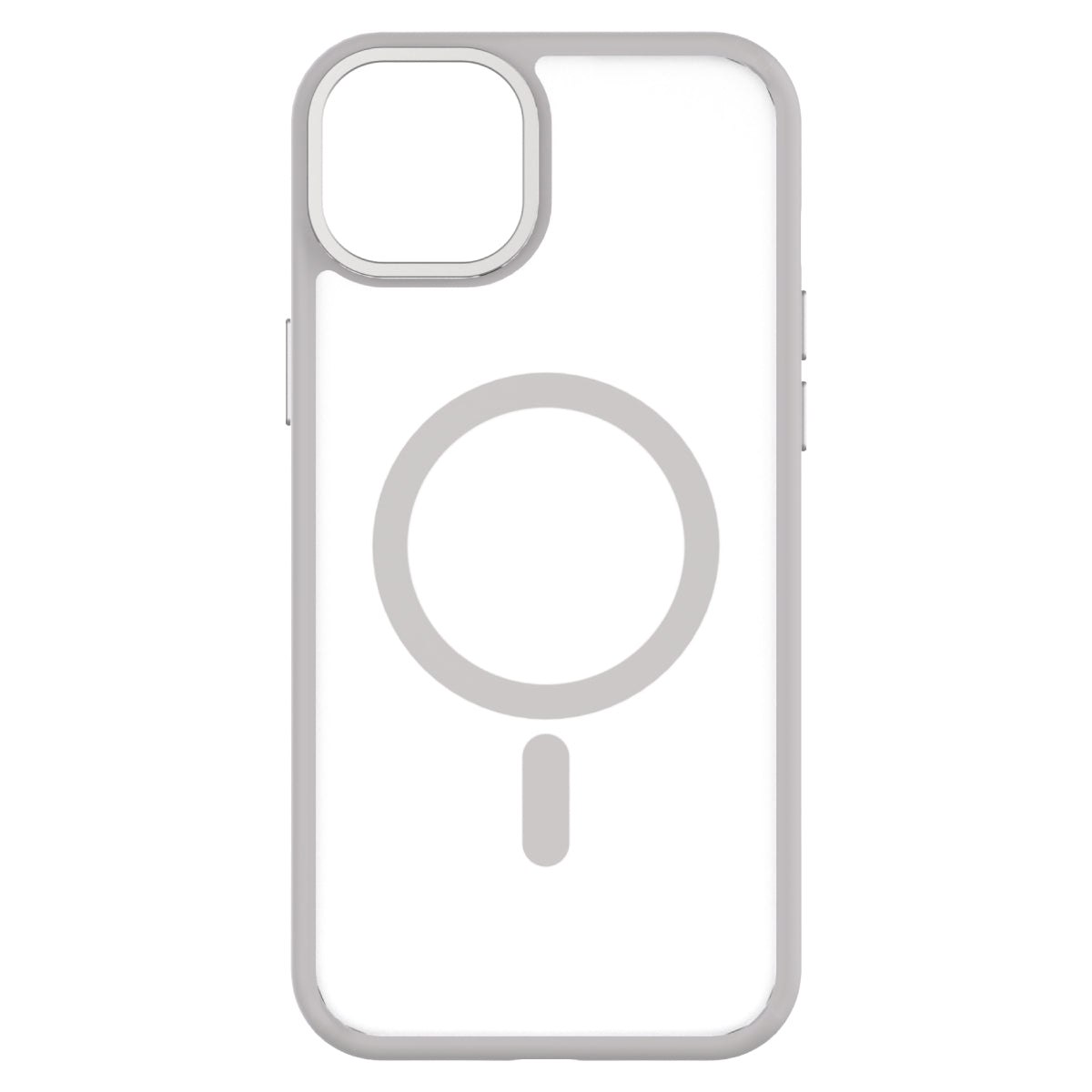 Hybrid Soft + Snap - Apple iPhone 15 Plus Case MagSafe Compatible - Clear Grey, Rear View Frosted  Back Without Phone