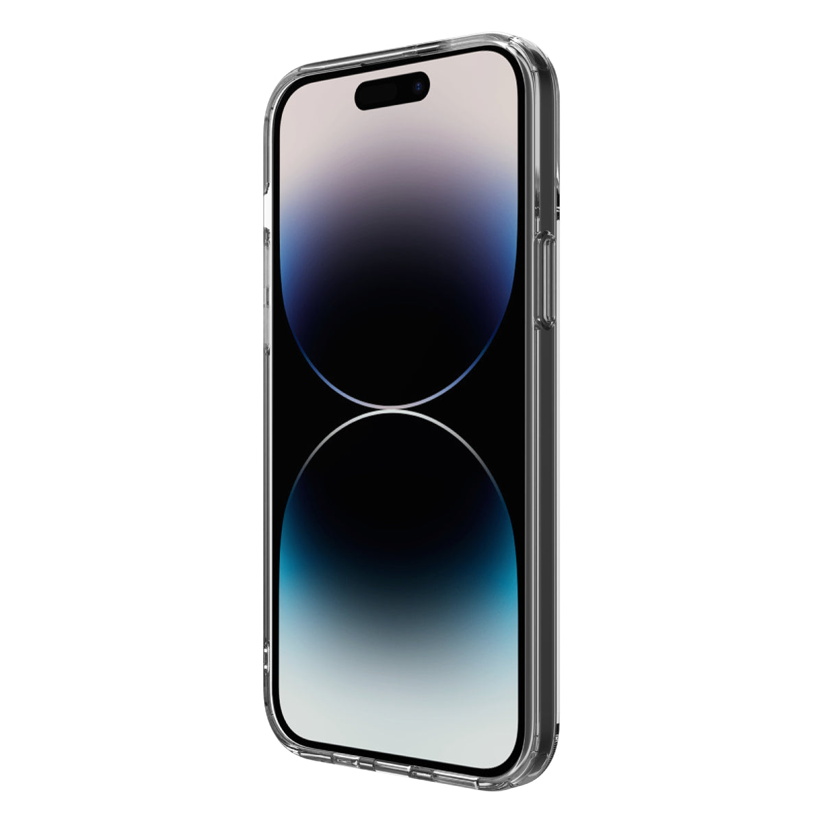 Hybrid Force + Snap - Apple iPhone 15 Plus Case MagSafe Compatible - Clear, Angled Front View with Phone and Screen Display On