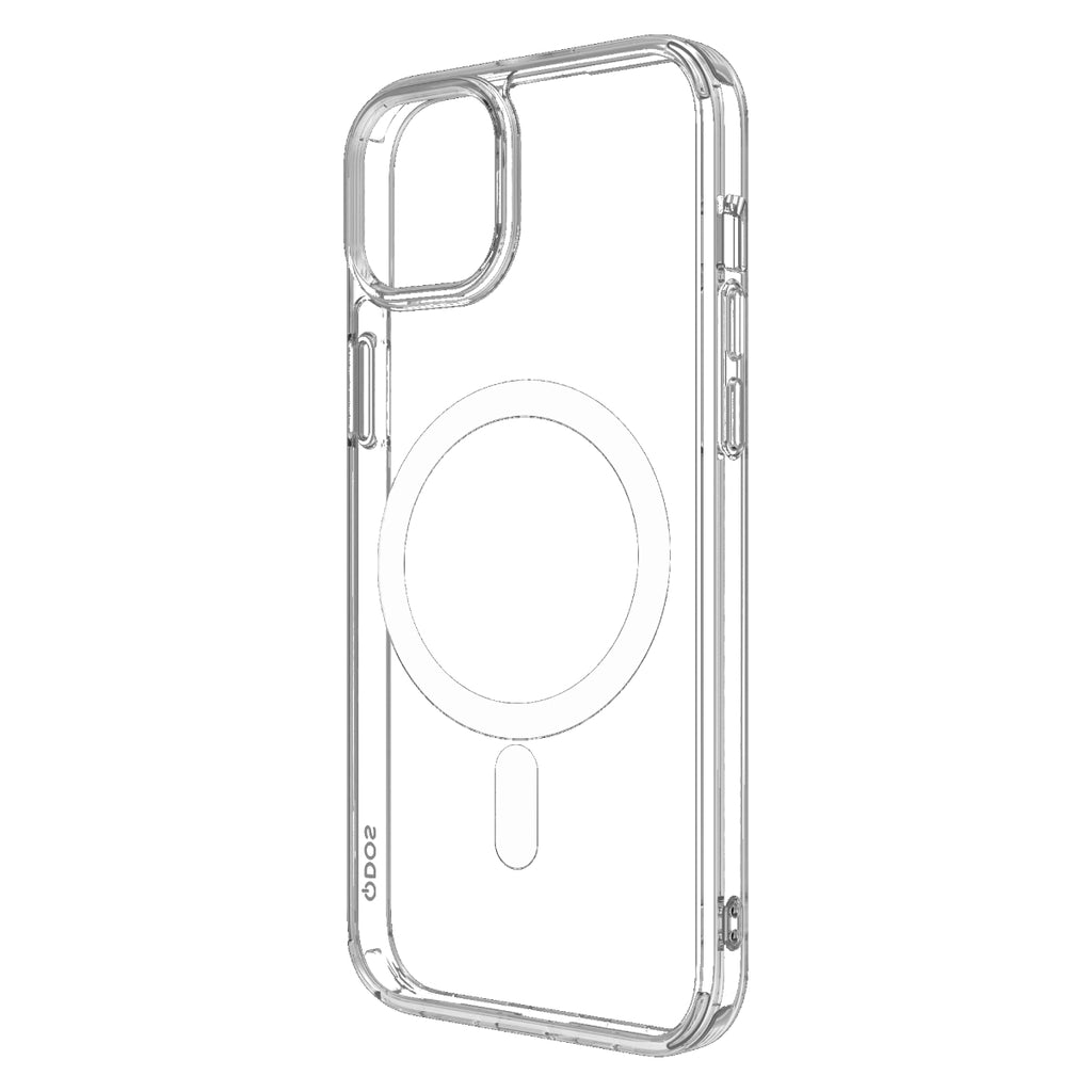 Hybrid Force + Snap - Apple iPhone 15 Plus Case MagSafe Compatible - Clear, Angled Rear View Transparent Back Without Phone