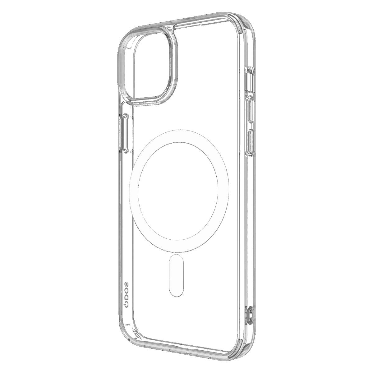 Hybrid Force + Snap - Apple iPhone 15 Plus Case MagSafe Compatible - Clear, Angled Rear View Transparent Back Without Phone