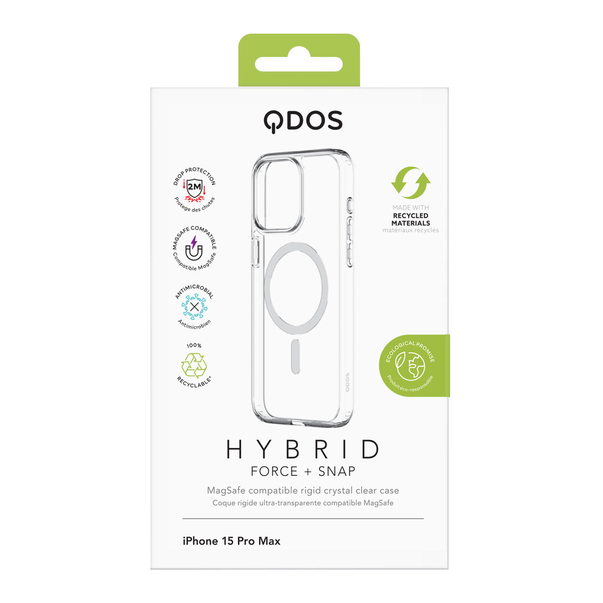 Hybrid Force + Snap - Apple iPhone 15 Pro Max Case MagSafe Compatible - Clear, showcasing product packaging in white