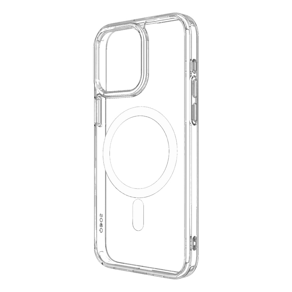 Hybrid Force + Snap - Apple iPhone 15 Pro Max Case MagSafe Compatible - Clear, Angled Rear View Transparent Back Without Phone