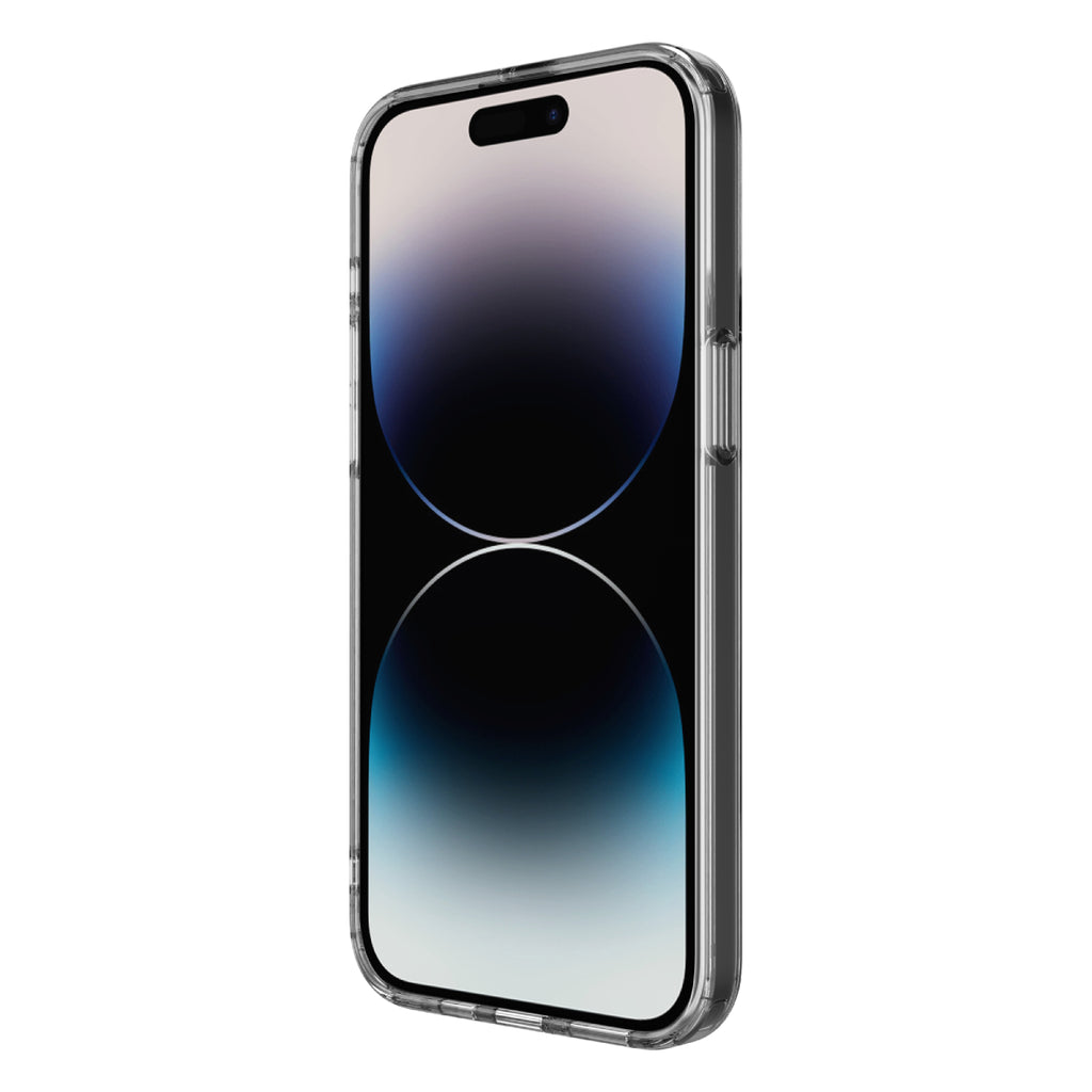 Hybrid Force + Snap - Apple iPhone 15 Pro Max Case MagSafe Compatible - Clear, Side and Back View with Screen Display