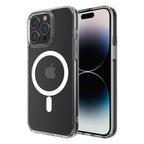 Hybrid Force + Snap - Apple iPhone 15 Pro Max Case MagSafe Compatible - Clear, Side and Back View with Screen Display