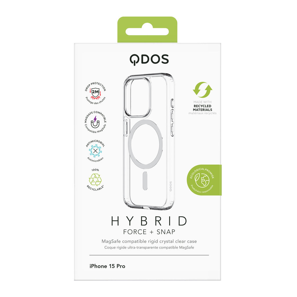 Hybrid Force + Snap - Apple iPhone 15 Pro Case MagSafe Compatible - Clear, showcasing product packaging in white
