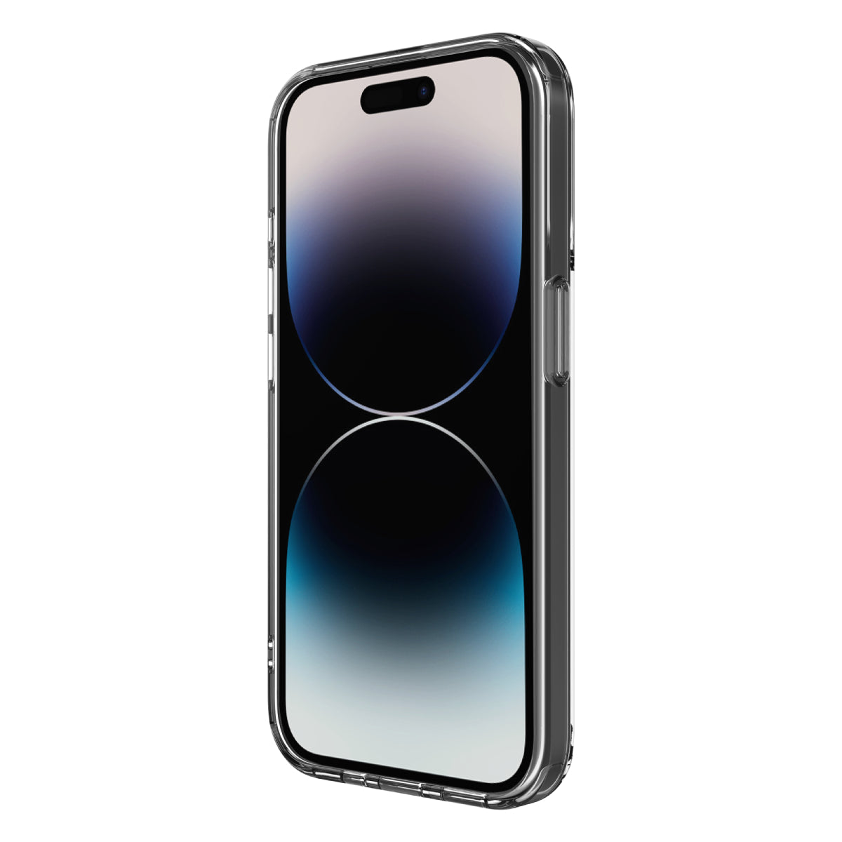 Hybrid Force + Snap - Apple iPhone 15 Pro Case MagSafe Compatible - Clear, Angled Front View with Phone and Screen Display On