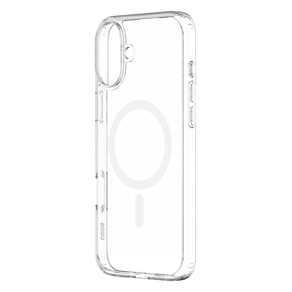 Hybrid Drop + Snap - Apple iPhone 16 Plus Case MagSafe Compatible - Clear, Angled Rear View Transparent Back Without Phone