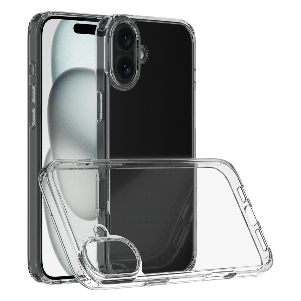 Hybrid - Apple iPhone 16 Plus Case - Clear, Side and Back View with Screen Display