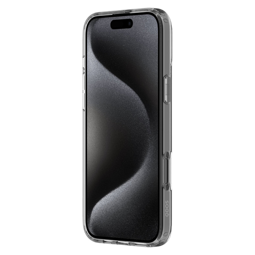 Hybrid Drop + Snap - Apple iPhone 16 Pro Max Case MagSafe Compatible - Clear, Angled Front View with Screen Display